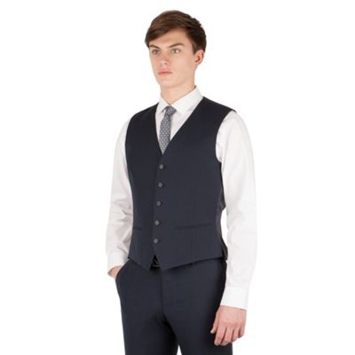 Red Herring Navy twill 5 button slim fit suit waistcoat